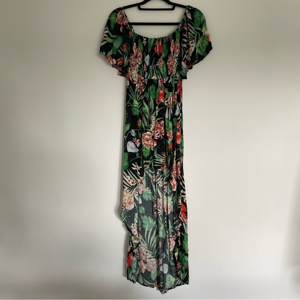 Blu Pepper Green and Black Flutter Sleeve Sundress